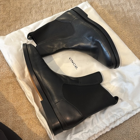 Vince Black Leather Booties 7.5 - Picture 2 of 4